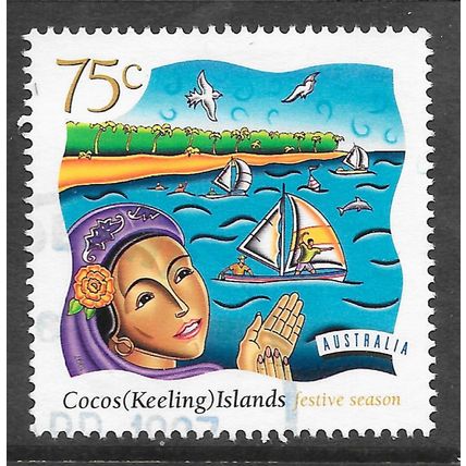 COCOS KEELING ISLANDS 75c Festive christmas used