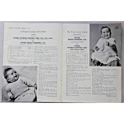 Vintage Patons Babies Jackets From Birth to 18 Months Knitting Book 544
