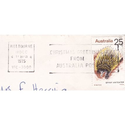 Melbourne VIC postmark Australia 1975 on Spiny Anteater 25c VGC