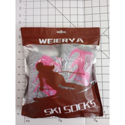 WEIERYA Ski Socks 2 Pairs PINK/Gray Medium for Skiing, Snowboarding, Outdoor