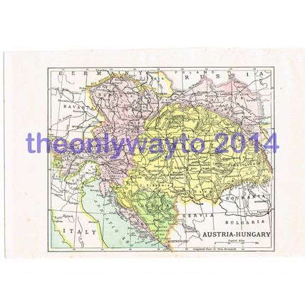 Austria-Hungary, Book Map Illustration (Print), John Bartholomew, c1907