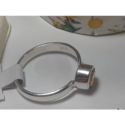 3/4ct Natural 6.0mm Round Bezel Sterling Silver simple 3.0mm Band Ring #20031