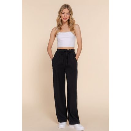Elastic Waist Tencel Long Pants