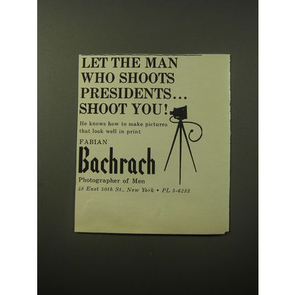 1960 Bachrach Photography Advertisement - Let the man who shoots presidents