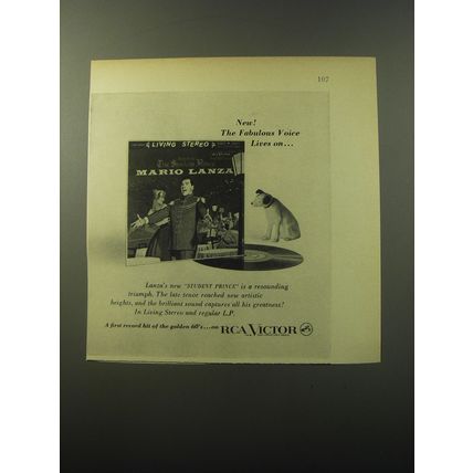 1960 RCA Victor Record Album Advertisement - Student Prince by Mario Lanza