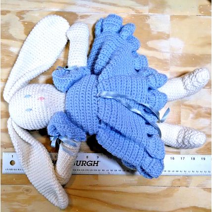 Plush Crochet Bunny, Amigurumi Style/ Heavy Yarn Easter Handmade/VTG - 19"