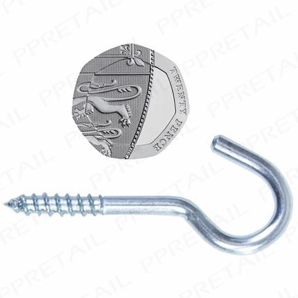 SMALL-LARGE STRONG CUP HOOKS 19/22/25/32/40/50/55mm Silver Zinc Hanging Mug Peg