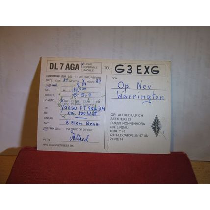 NONNENHORN, GERMANY used QSL card dated 1987 =