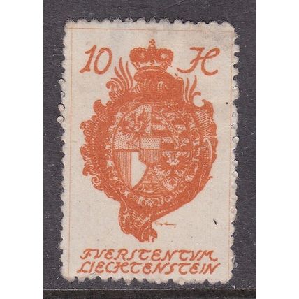 Liechtenstein 1920 Coat of Arms 10h Mint Hung SG 29 VGC