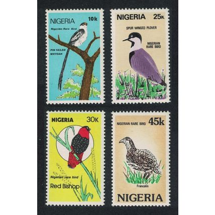 Nigeria Rare Birds Whydah Plover Francolin Bishop 1984 MNH SG#484-487
