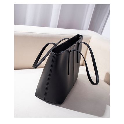 Women's Soft Faux Leather Tote Bag Purse Handbags Wallet Black