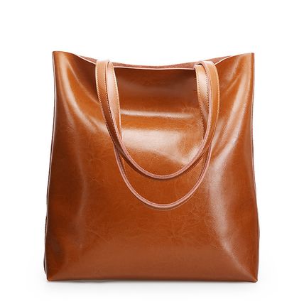 Women Genuine Leather Large Work Tote Bag Womens Travel Shoulder Bag Brown