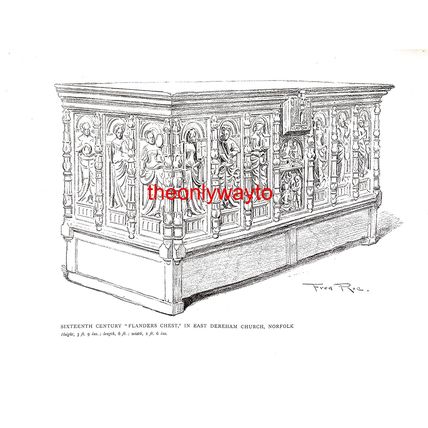 16thC " FLANDERS CHEST," IN EAST DEREHAM CHURCH, Book Illustration (Print), 1903