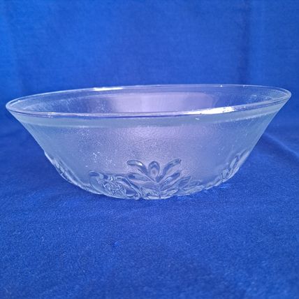 FIRNA Indonesia GLASS CANDY BOWL Dish Nut Jar ROSES Floral No Lid