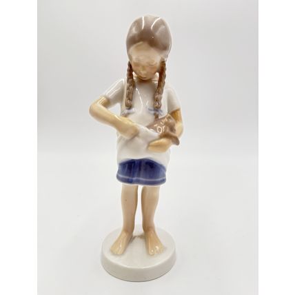 B&G Bing Grondahl Denmark Little Mother Girl Cat 1958-62 Porcelain Figurine 1779