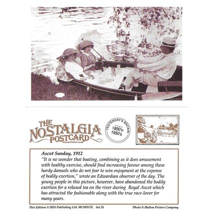 Postcard Boating on Royal Ascot Sunday 1912 River Boat Tea Thames - Nostalgia