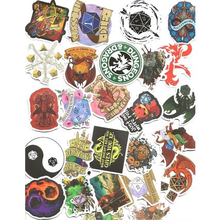 Dungeons and Dragons - Sticker Set of 25 Stickers for Scrapbooking and more