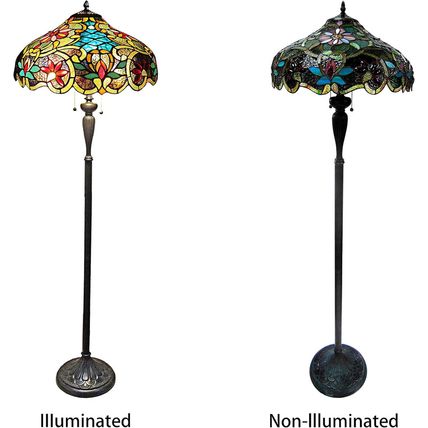 Tiffany-Style Victorian 2 Light Floor Lamp 18" Shade