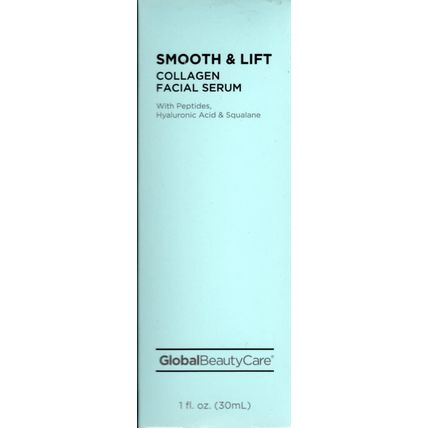 Global Beauty Care Smooth & Lift Collagen Facial Serum with Peptides, Hyaluronic