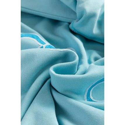 Beau Blue Sequined Bowknot Drop Shoulder Oversized Sweatshirt
