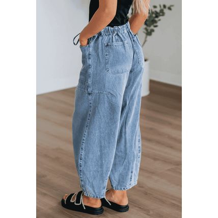 Myosotis Large Patch Pocket Drawstring Paperbag Waist Barrel Jeans