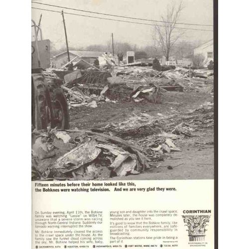 corinthian broadcasting 1965 wish-tv bohkne family tornado vintage ad