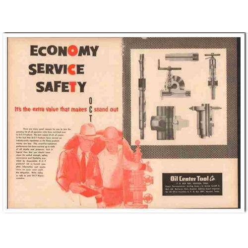 oil center tool company 1954 o-c-t economy service safety vintage ad