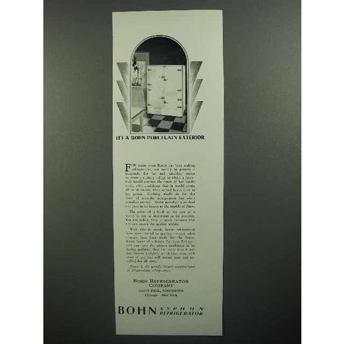 1930 Bohn Syphon Refrigerator Ad - Porcelain Exterior