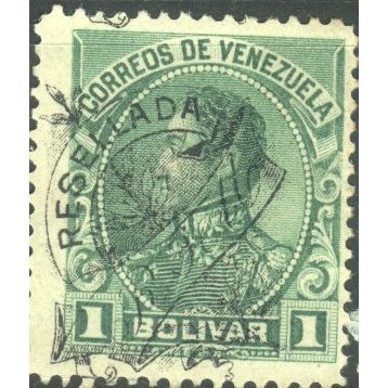 Venezuela 1900 - SG203 - 1b green - Bolivar optd "Ramon Tellos Mendoza" - MH