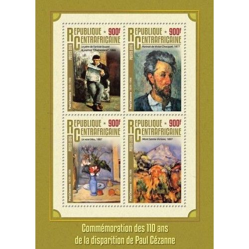 CENTRAL AFRICA 2016 SHEET MNH PAUL CEZANNE ART PAINTINGS ARTE PINTURAS 2
