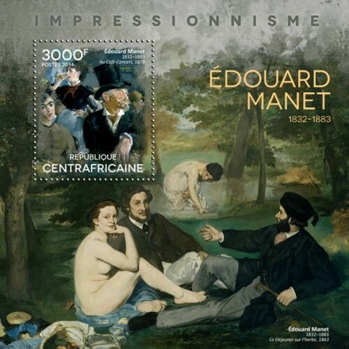 CENTRAL AFRICA 2014 SHEET MNH MANET ART PAINTINGS ARTE PINTURAS 3A