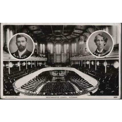 London - Westminster Chapel, Buckingham Gate interior - postcard, 1906 pmk