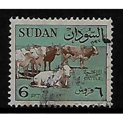 SUDAN 1962 6p CATTLE BROWN AND BLUE SG 193 FINE USED