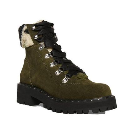 STEVE MADDEN Women's Receptive Lace-up Hiker Booties In Olive Suede 5.5M
