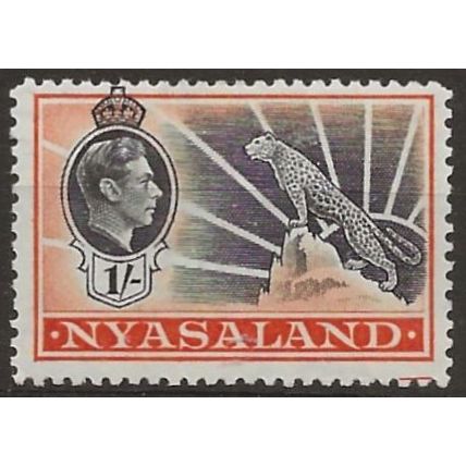 Nyasaland 1937 SG138 1/- Black & Orange Light Mounted Mint .