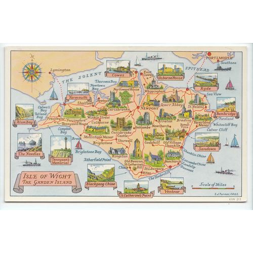 Isle of Wight Map Postcard 213