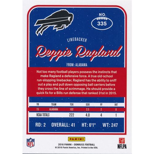 2016 Donruss Football 335 Reggie Ragland RC Buffalo Bills