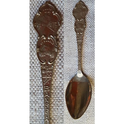 Banff Alberta Canada Souvenir Teaspoon Tea Spoon Mt. Rundle Banff Ave. 5-1/8"