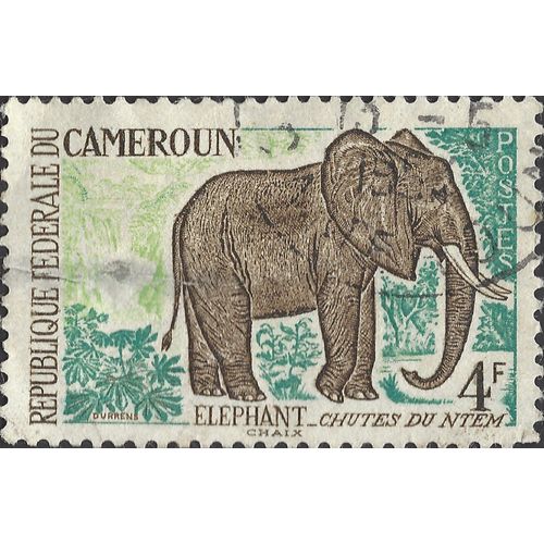 CAMEROON, MAMMAL, African elephant, blue 1962, 4F