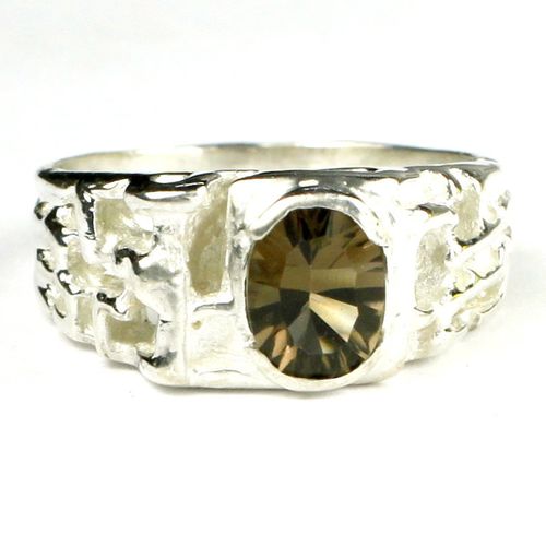 Smoky Quartz, 925 Sterling Silver Men's Ring, SR197
