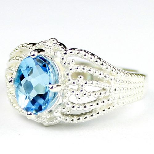Swiss Blue Topaz, 925 Sterling Silver Ladies Ring, SR365