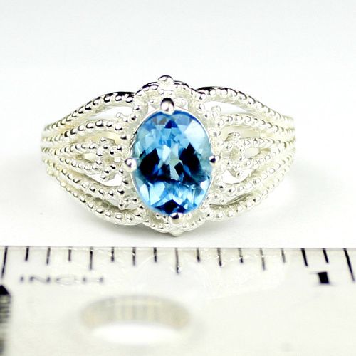Swiss Blue Topaz, 925 Sterling Silver Ladies Ring, SR365