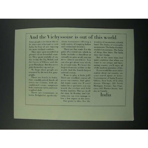 1966 India Tourism Ad - And the Vichyssoise is Out of This World