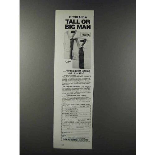 1981 Arrow Cotton-Ease Shirts Ad - Tall or Big Man