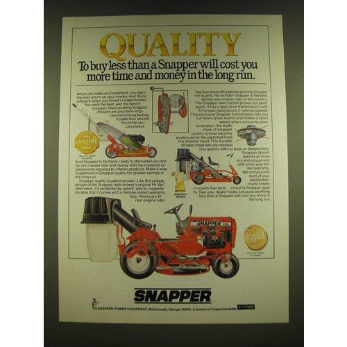 1990 Snapper LT16 Lawn Tractor Ad - Quality to buy less than a snapper