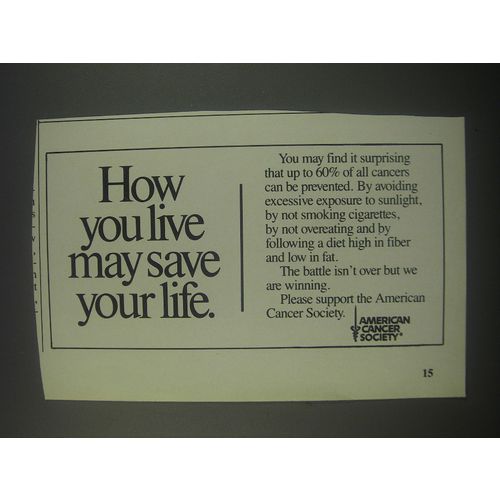 1991 American Cancer Society Ad - How you live may save your life