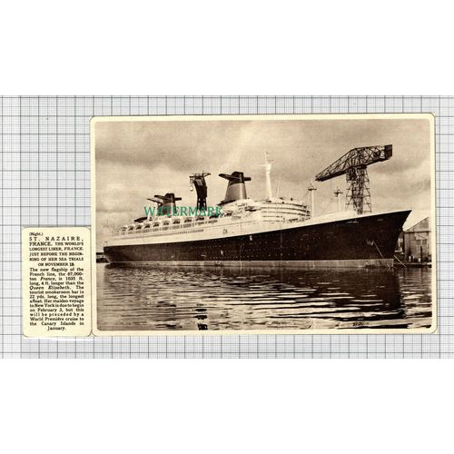 C2543) World's Longest Liner Ship FRANCE St Nazaire - 1961 Clip