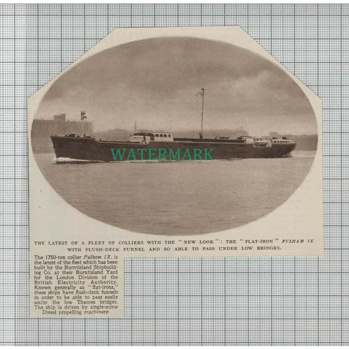 C2531) The Flat Iron FULHAM IX Collier Ship Burntisland - 1948 Clip