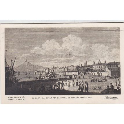 Barcelona El Port Artist Unknown Postcard posted 1967 VGC