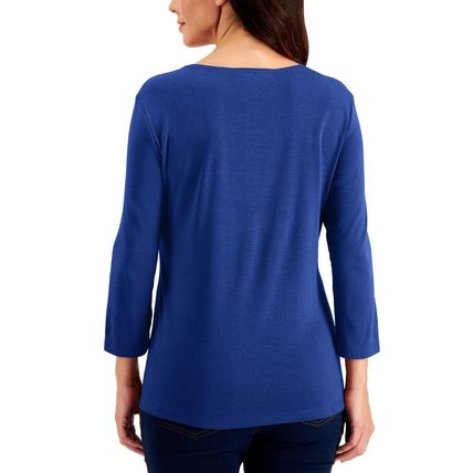 Karen Scott Cotton Scoop-Neck Top Ultra Blue XLarge
